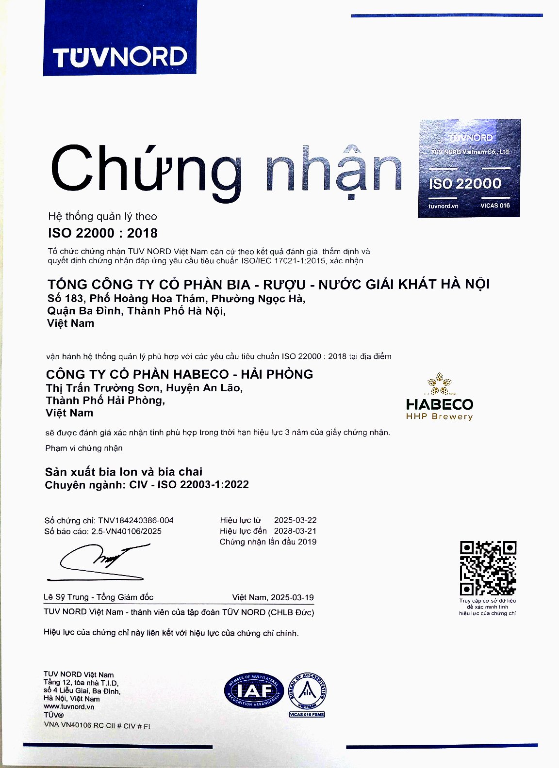 Công ty cổ phần  Habeco - Hải Phòng
